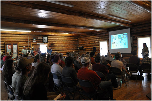 Lori Roberts from Montana Fish, Wildlife, and Parks giving presentation on grizzly bear research at the Bear Fair