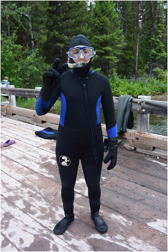 Students geared up for snorkeling a bull trout stream (Dunham Creek) in the Blackfoot. During our afternoon in Dunham, multiple cyclists flew past on their way to Ovando during the epic Tour Divide race which follows the Great Divide mountain bike route. We hope the bikers appreciated all our cheering, but assume they were puzzled by a bunch of people in wetsuits spread out along a random, lonely stretch of gravel road.