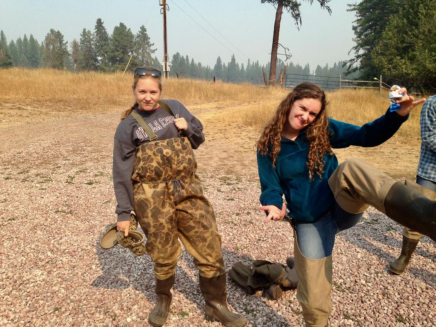 Amanda and Olivia rockin' the waders