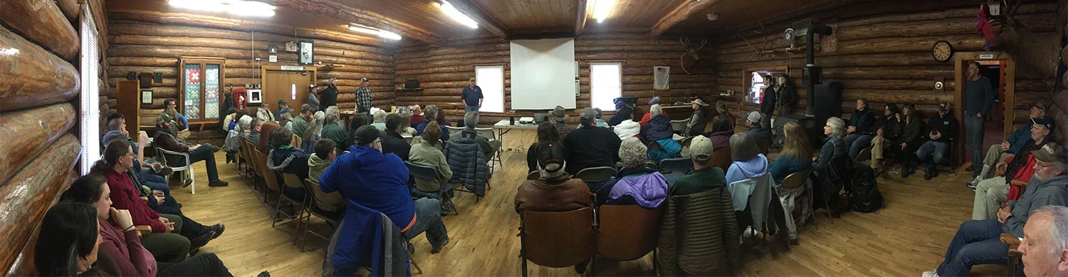 A packed community hall full of interested participants!