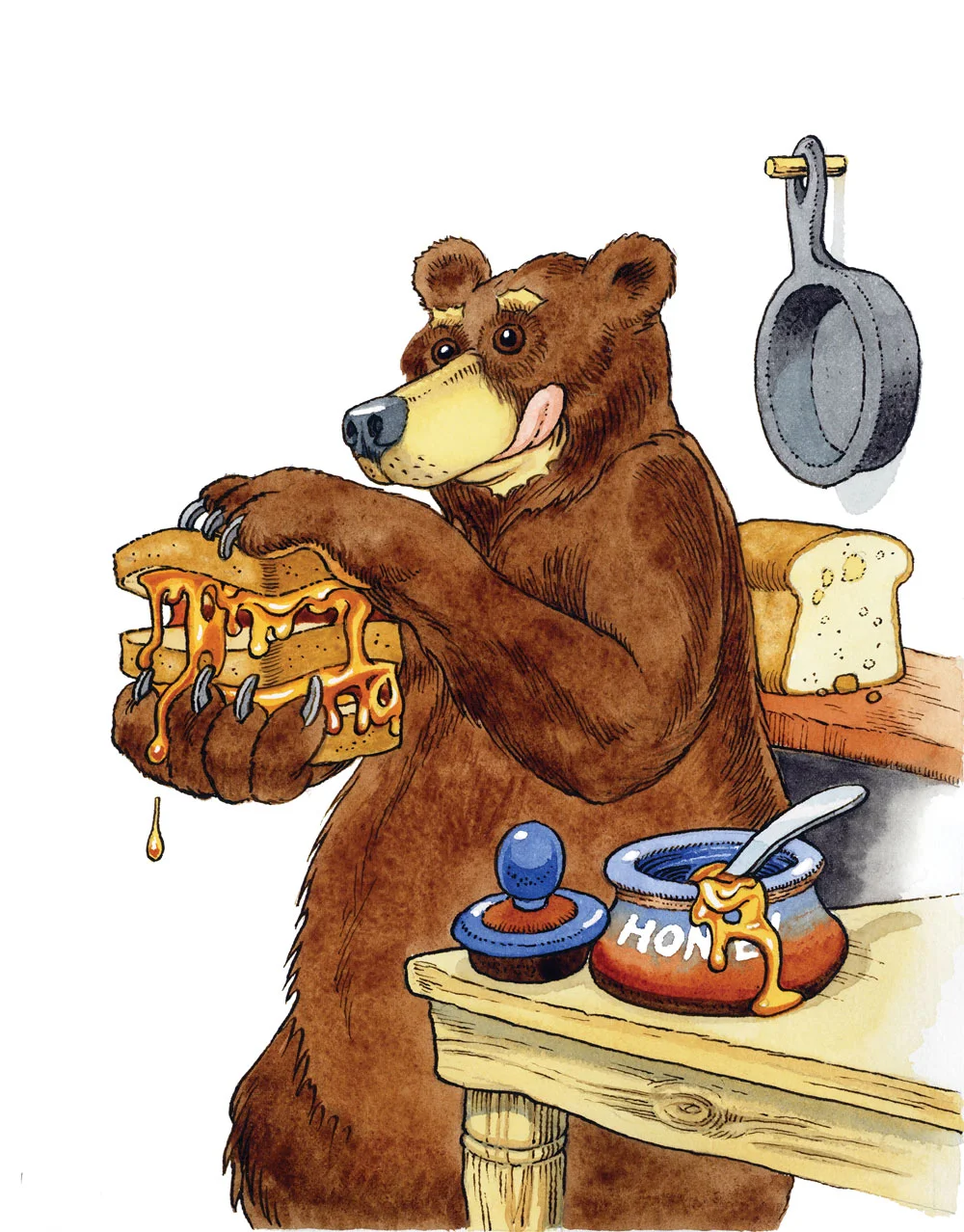 The thick honey sandwich gave him a thought.