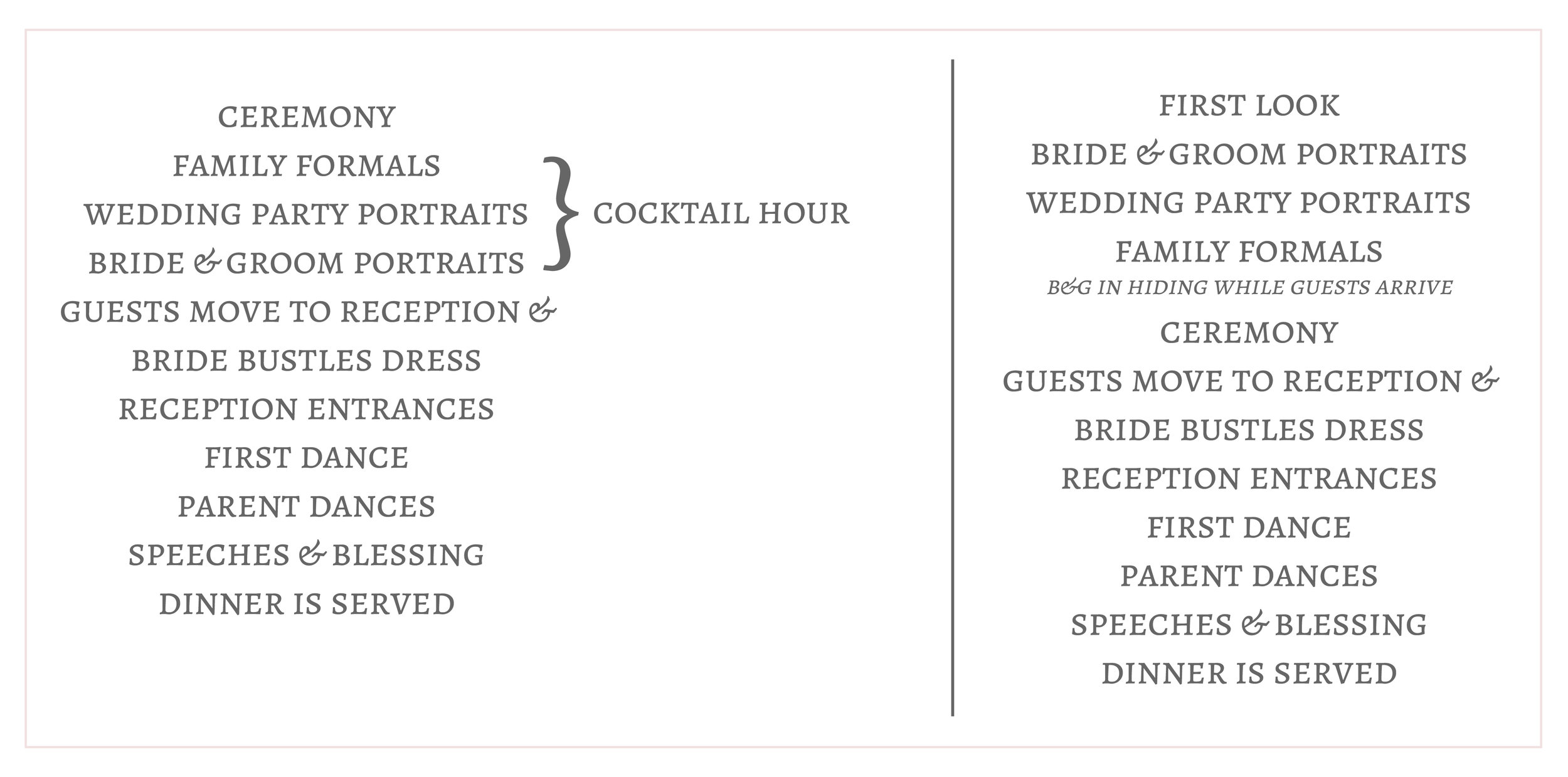 Sample Wedding Day Timeline