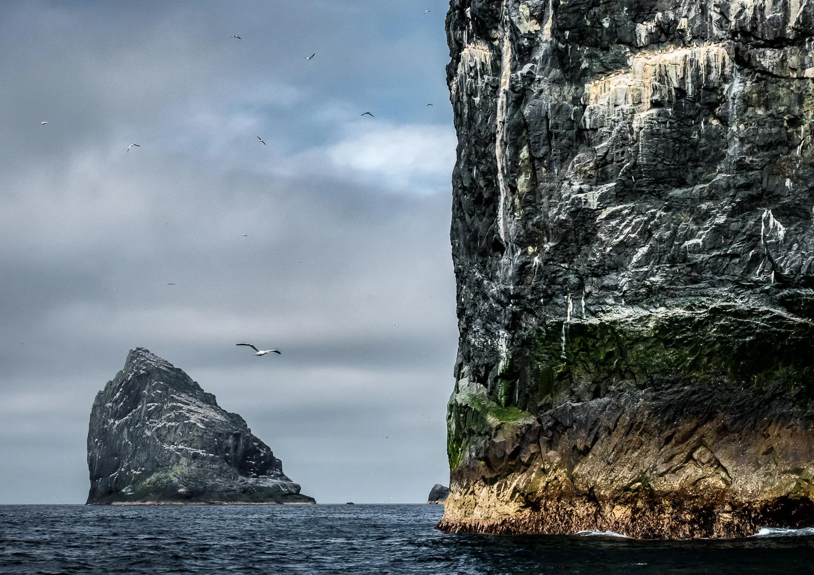 Stac Lee (foreground) and Stac an Armin (background). Stac an Armin is the highest sea stack in the British Isles. Lumix GM5 12-32mm f3.5-5.6 at 32mm. 1/2500sec f8 ISO 1000