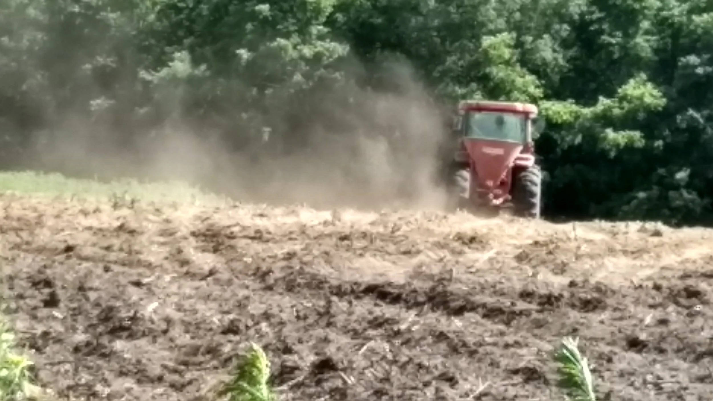 There were two acres of dry mix left to do - they were accidentally planted in corn last year. I like that we have planted in patches - we may have different things thrive. We used the spreader on the surface again, and then came back over it with the cultipacker to flatten it, and push the seeds in. 