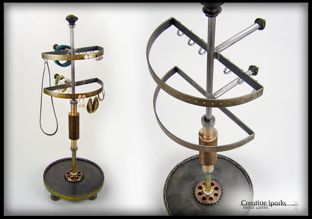 Industrial Inspired Jewelry Organizer Stand by Creative Sparks Metal Works