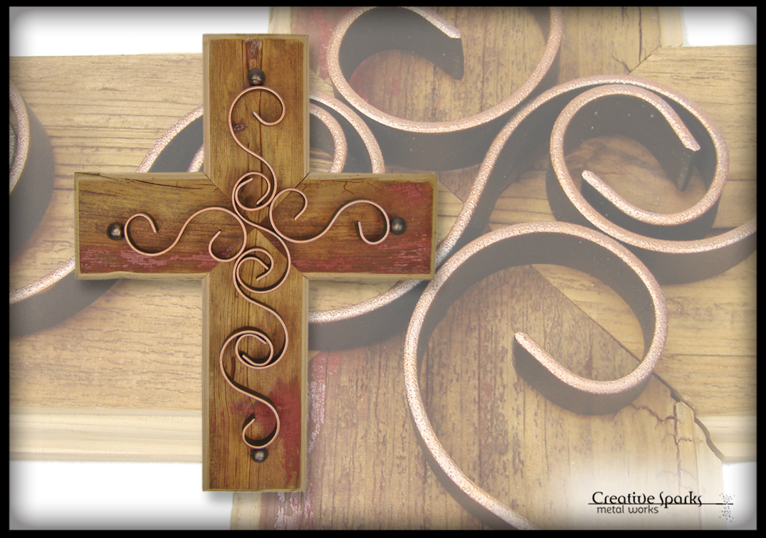 Wall Cross w Reclaimed Barn Wood by Creative Sparks Metal Works