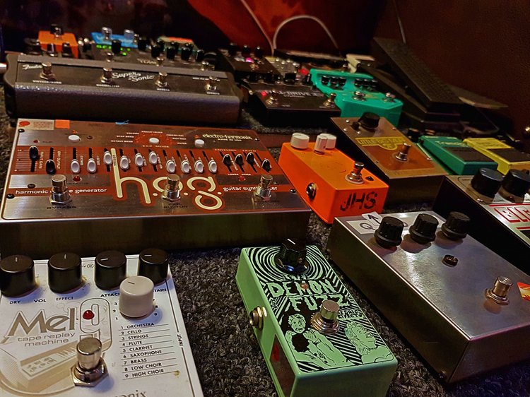 Selection of the studio's guitar effects pedals