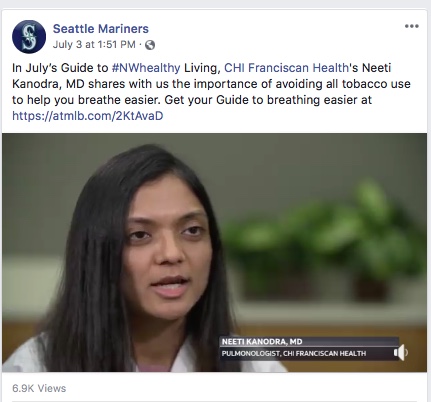 The Mariners and CHI Franciscan created a platform to extend partnership beyond signage, with the goal to inspire healthier behavior with the community. The #NWHealthy Living series featured CHI Franciscan doctors and was shared through the Mariners platforms.