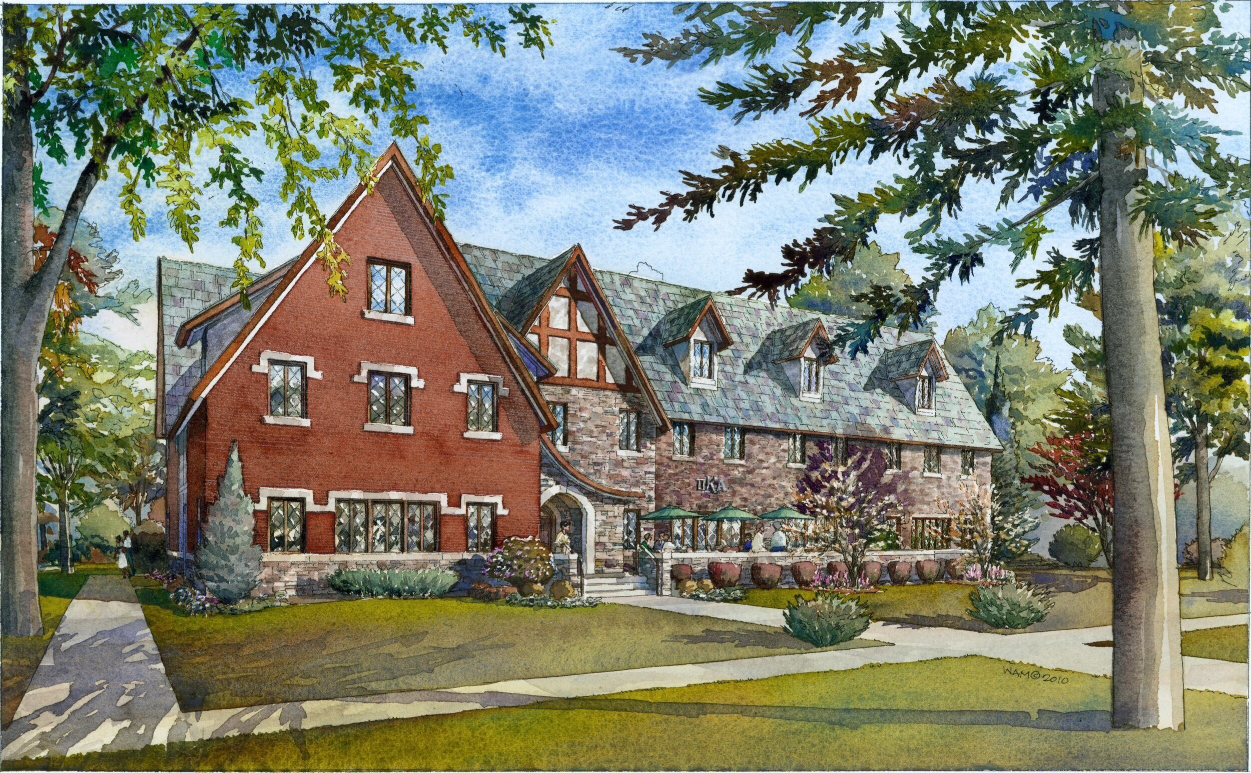Pi Kappa Alpha Fraternity Watercolor Rendering