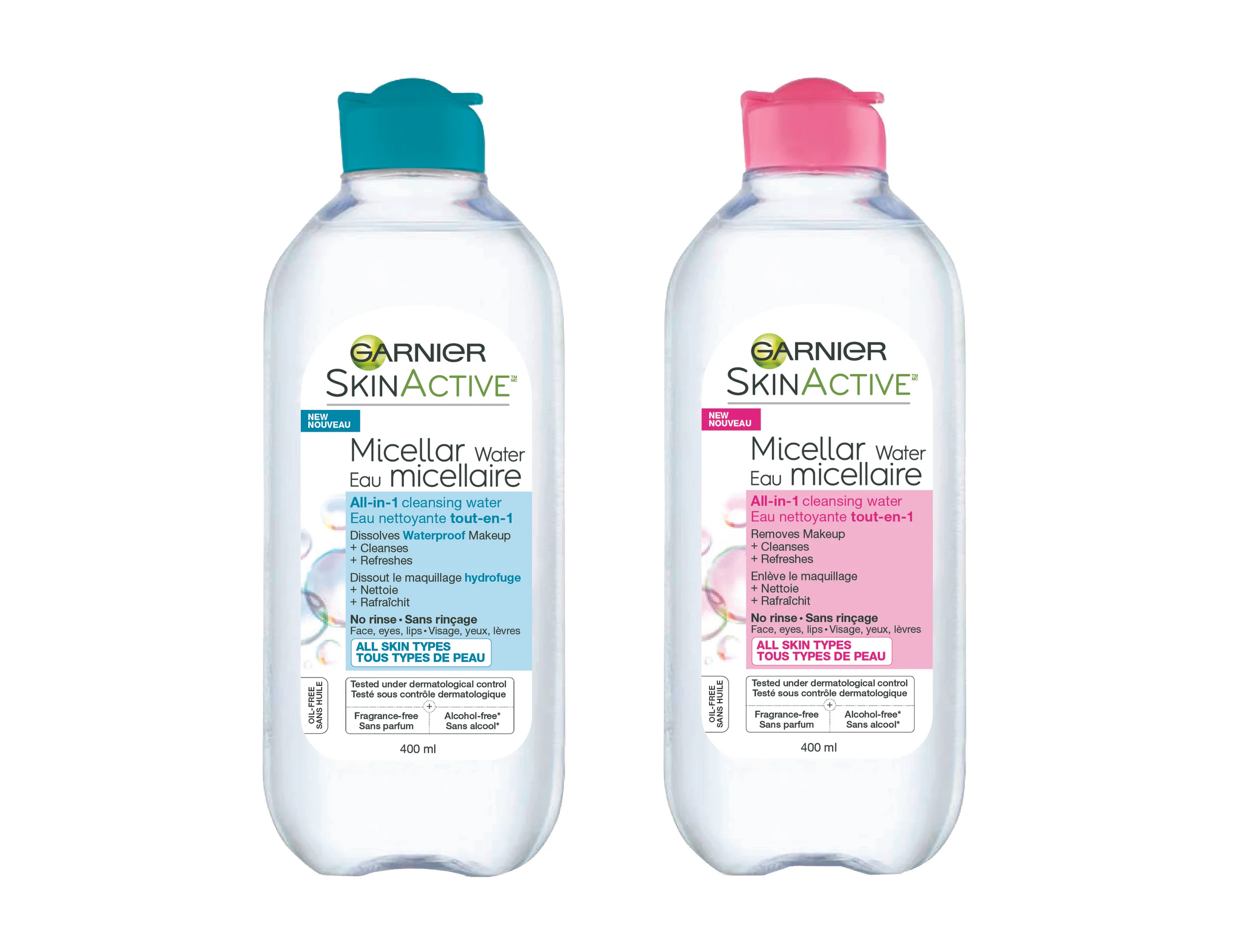 Garnier Skin Active Micellar All-in-One Cleansing Water, $9.99; Garnier Skin Active Micellar All-in-One Cleansing Water, Waterproof. $9.99. Available at drugstores and mass-market retailers across Canada.