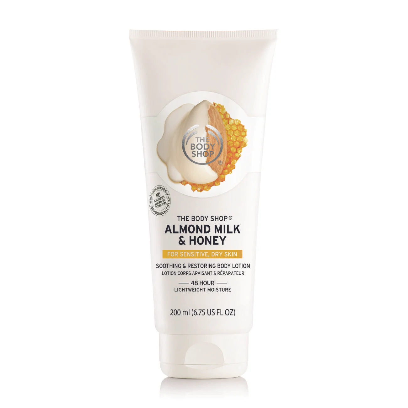 The Body Shop Almond Milk & Honey Soothing & Restoring Body Lotion, $15. Available at The Body Shop