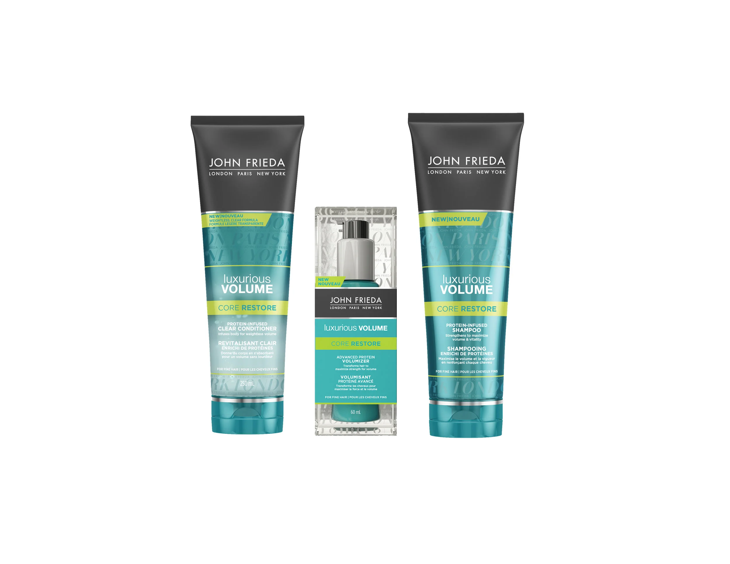 John Frieda Luxurious Volume Core Restore Collection. $10.97 - $12.99. Available at Mass retailers.