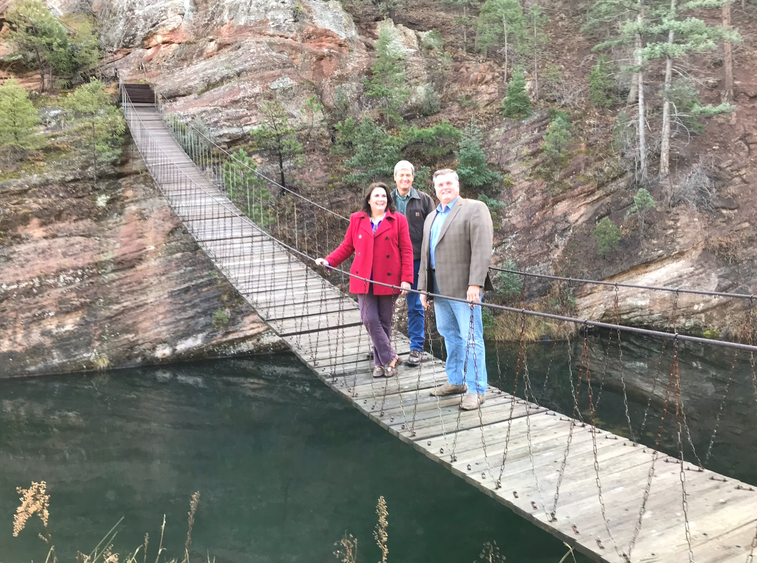 Commissioners Roger Partridge, Lora Thomas and Dave Weaver at Sandstone Ranch, 2017