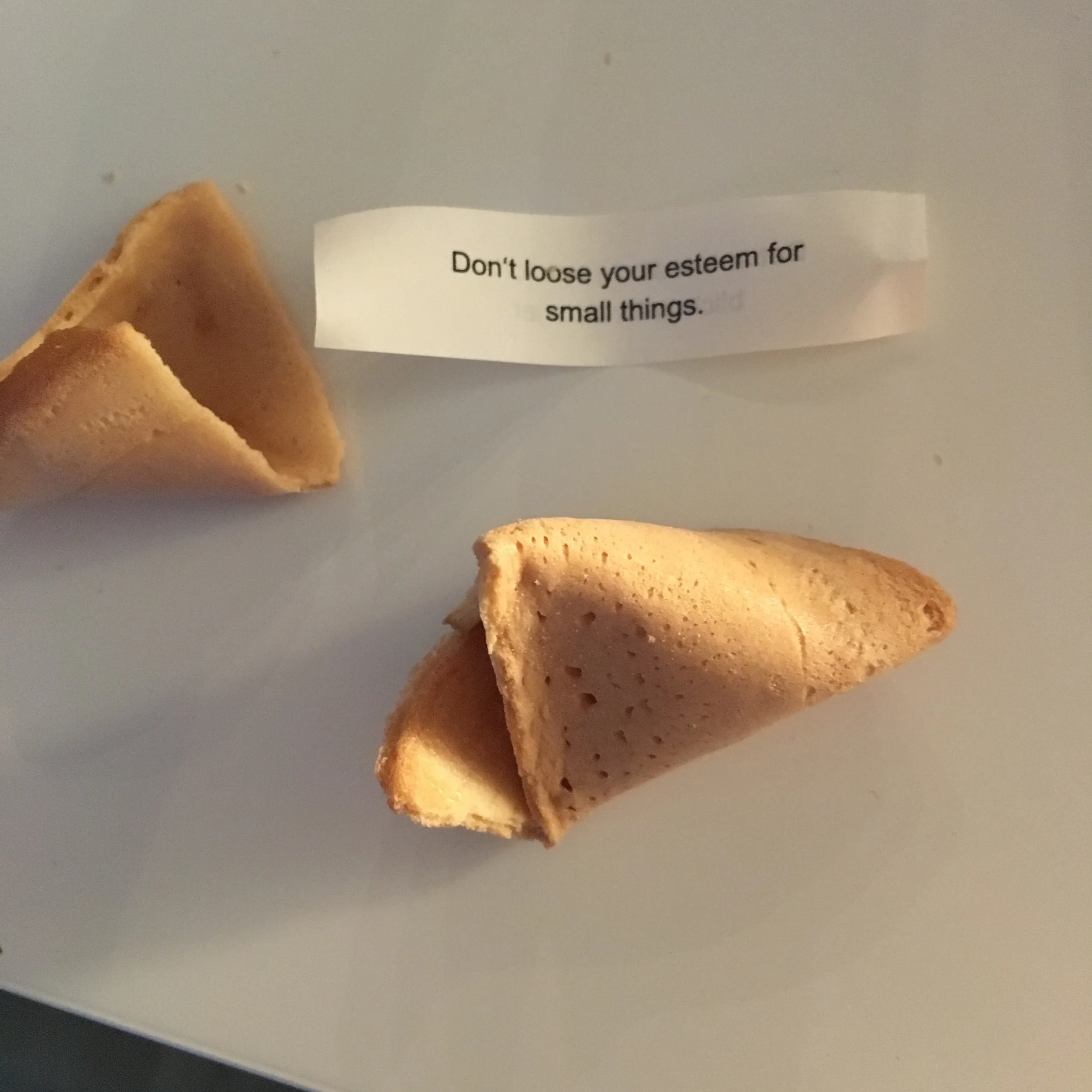 No, I will never loose my esteem for small things. Like the coincidence of being served fortune cookies two days in a row.