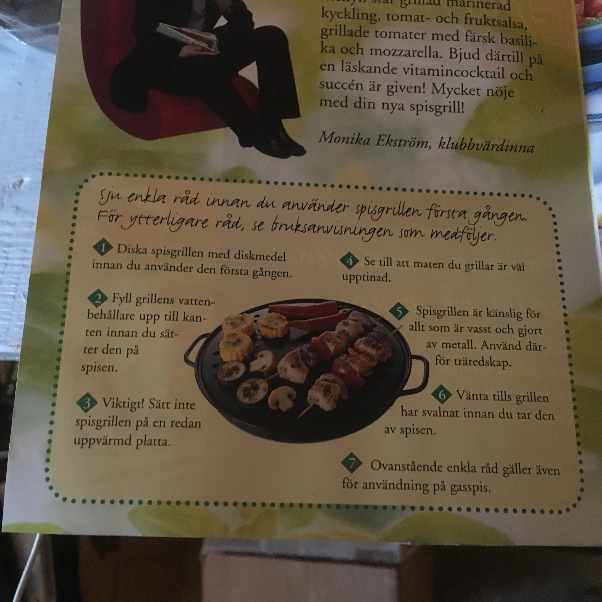 Instruction for the grill.