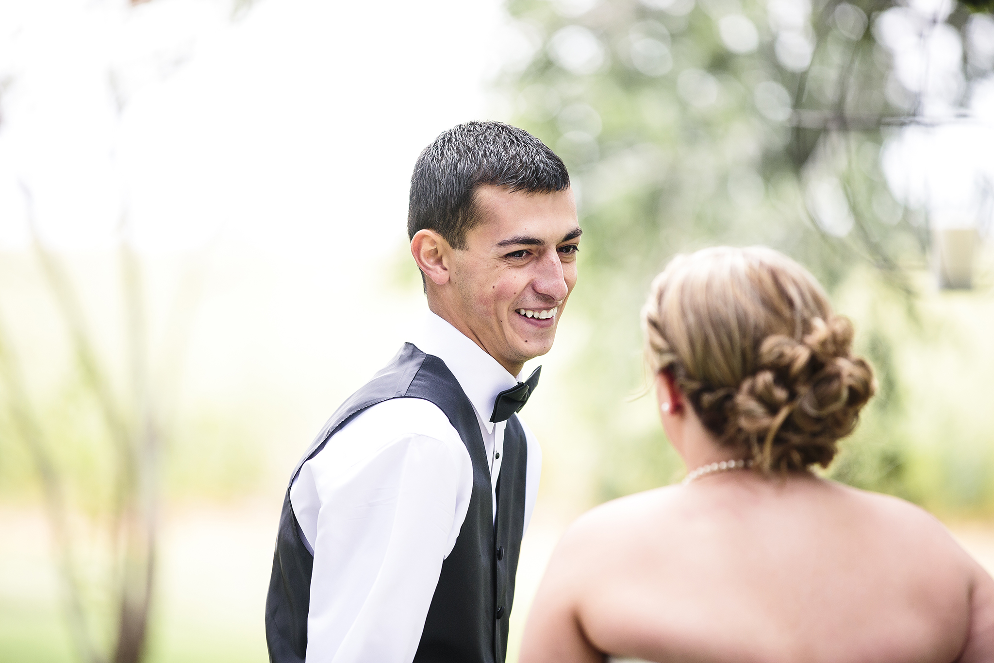 First look, Bride and Groom, Walnut Tree Weddings