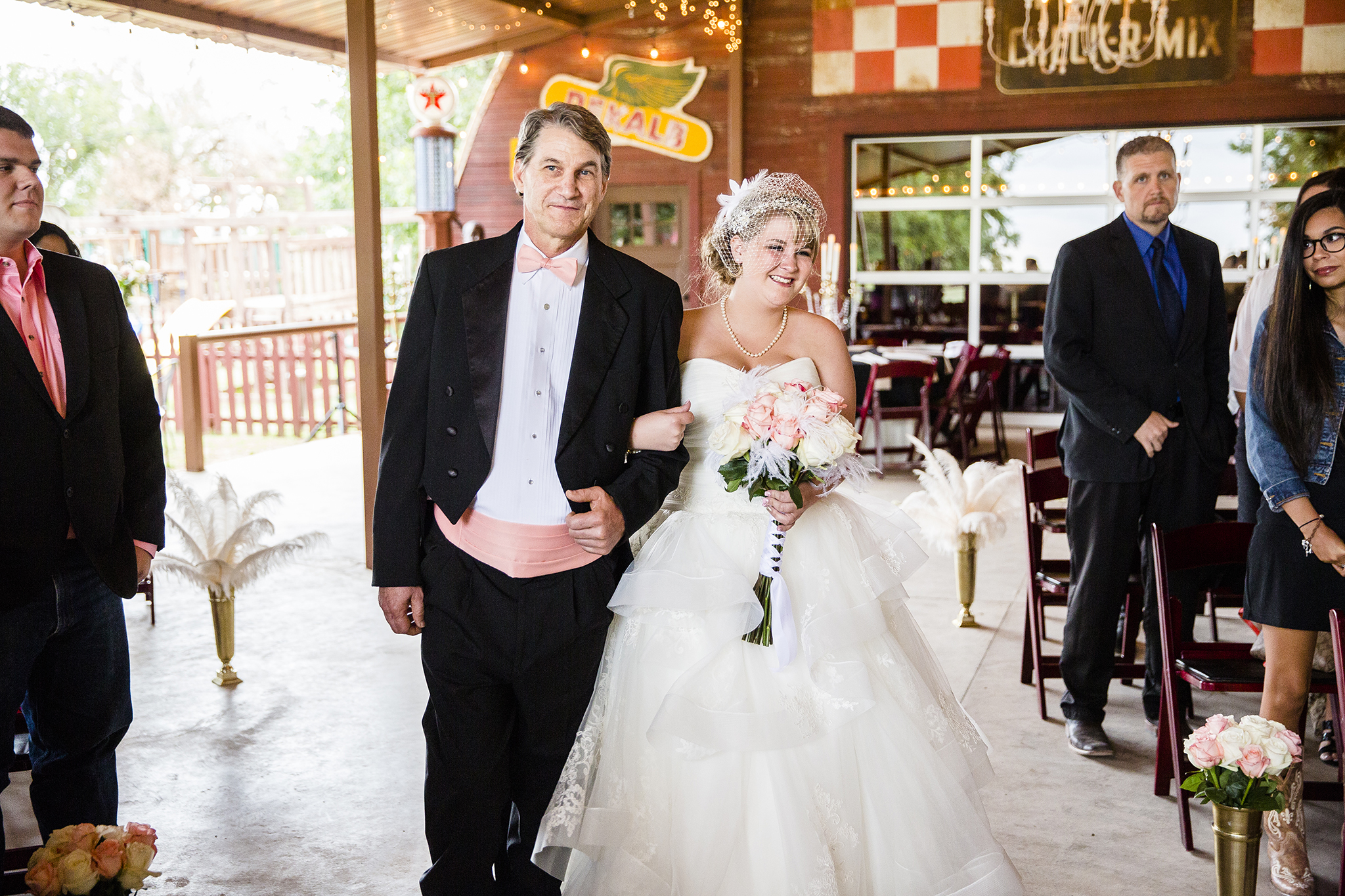 Walking down the aisle, Walnut Tree Weddings, Father of the Bride, Bride, Veil 