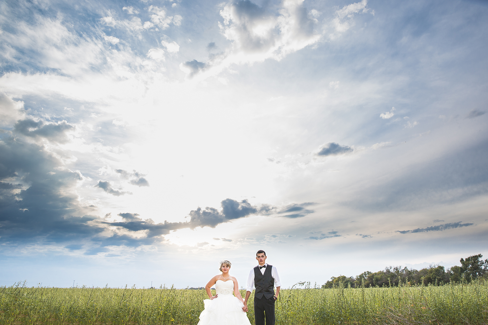 Sunset, Big Blue Sky, Bride and Groom Portraits, Walnut Tree Weddings, Olton