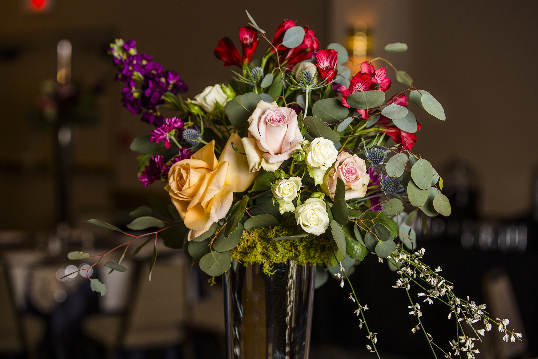 reception flowers, wedding reception, southern elegance design