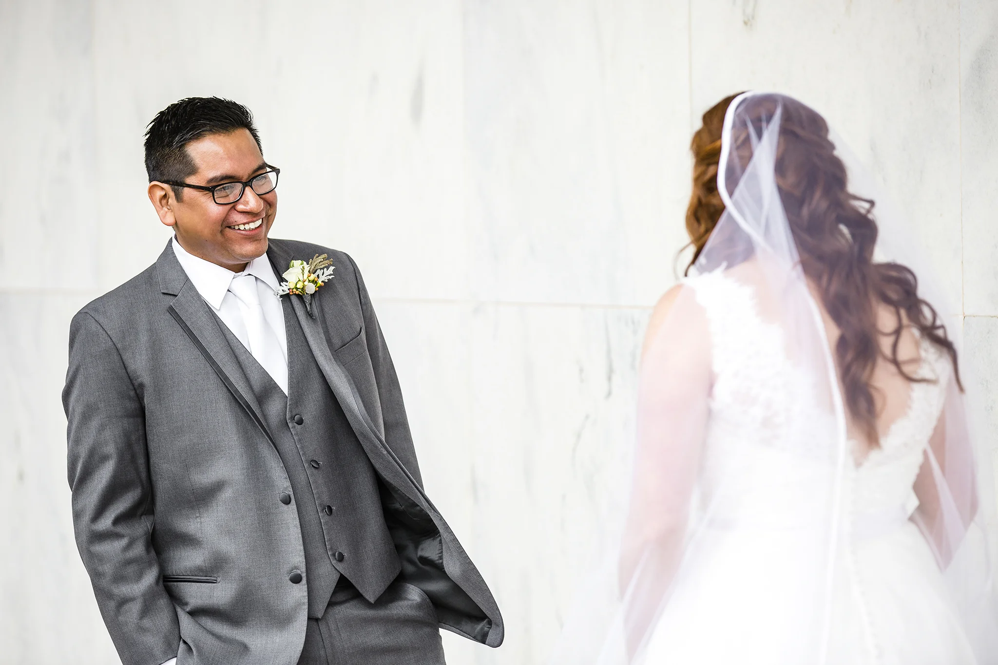 bride and groom, first look, priceless reaction, lubbock texas