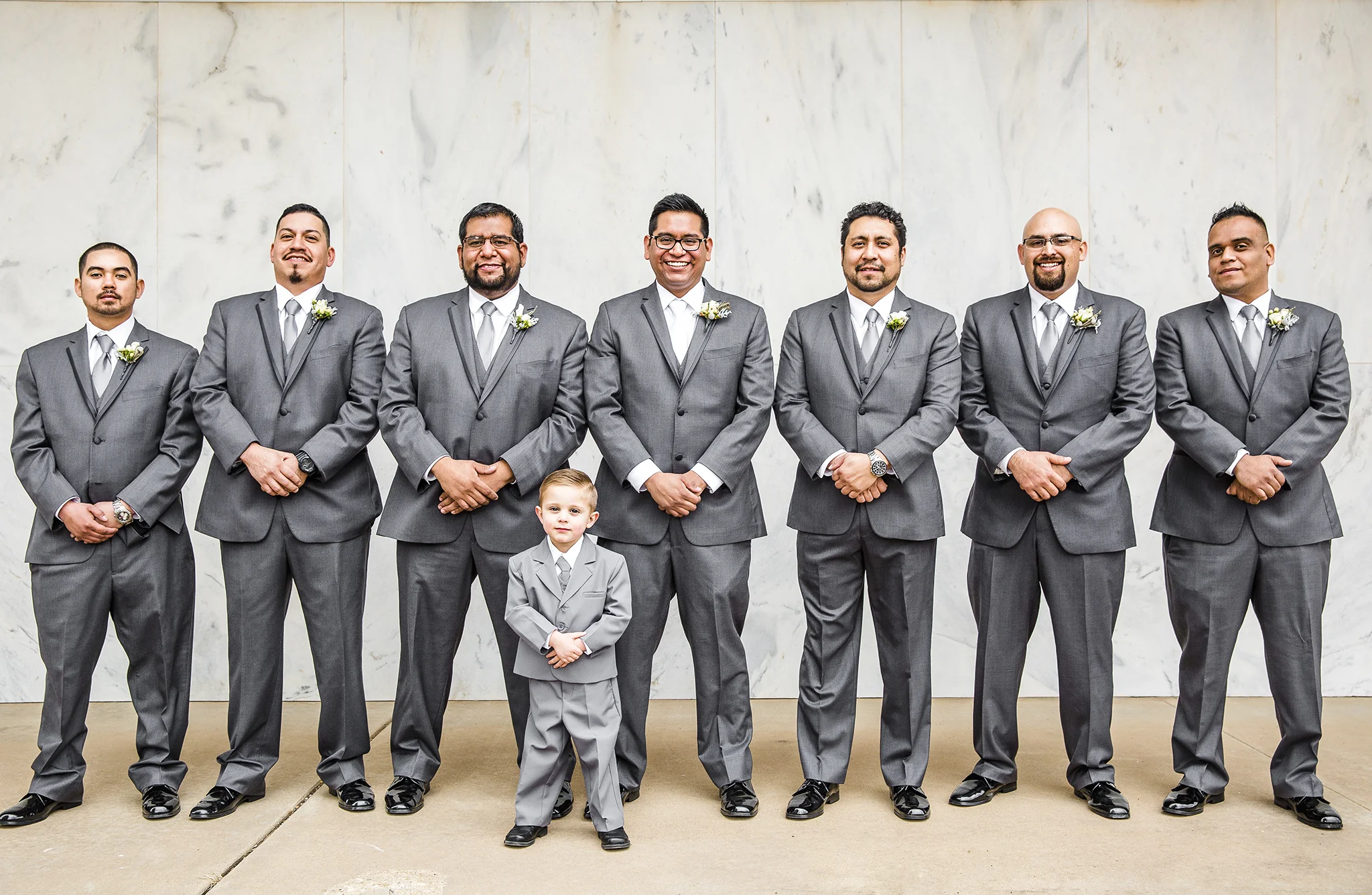 groomsmen, bridal party portraits, serious faces