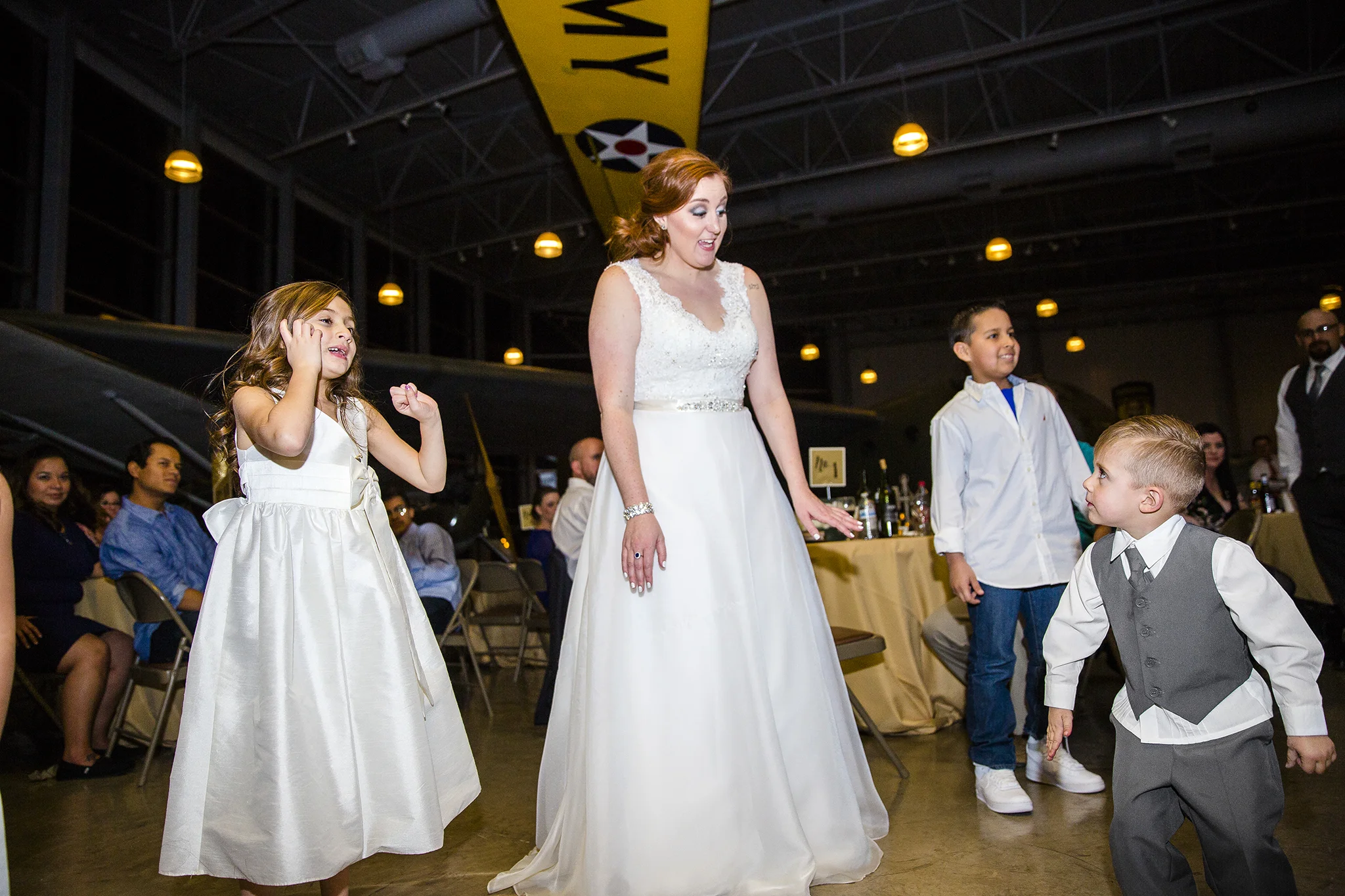 wedding dance, mother daughter and son, fun wedding reception