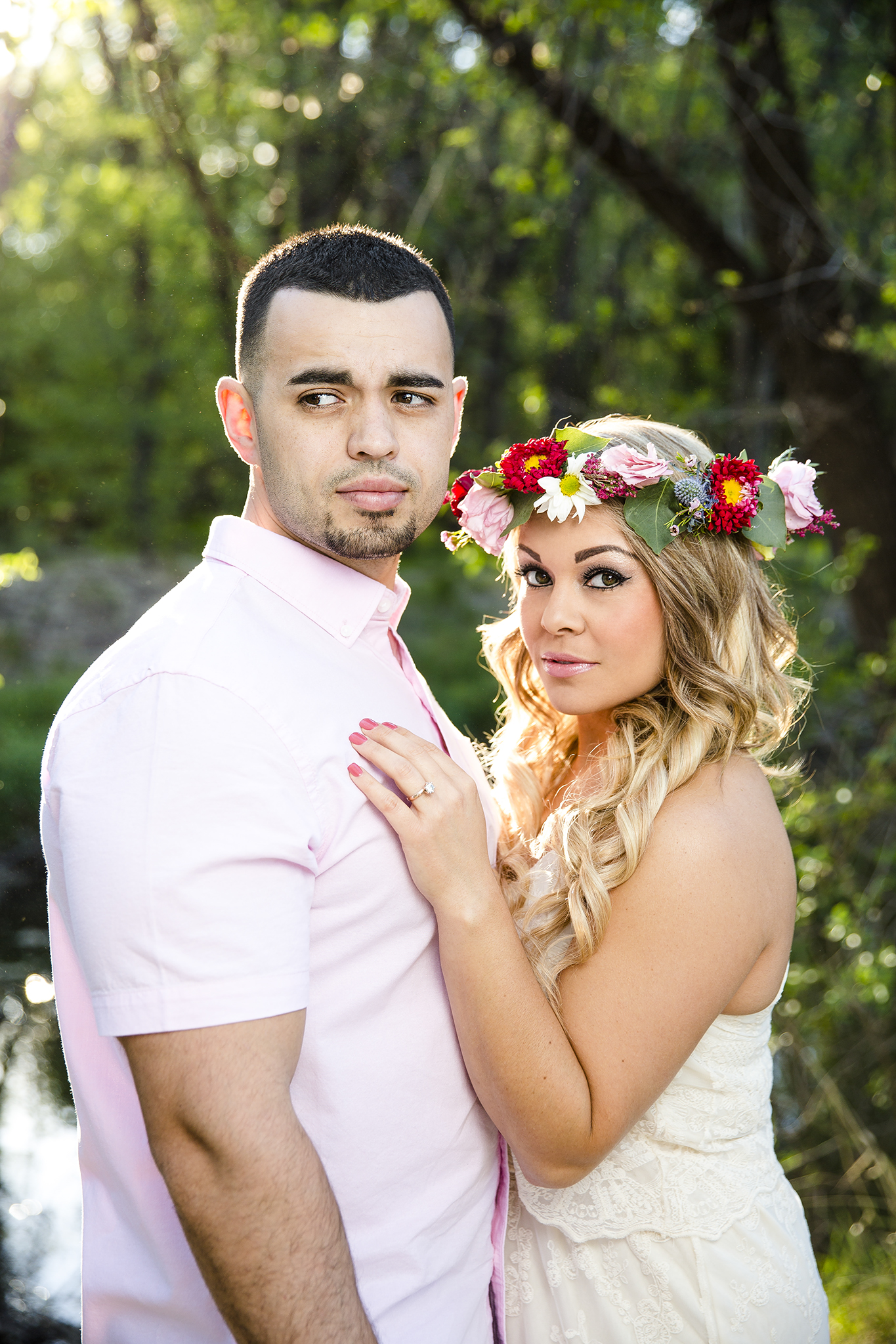 flower crown, lubbock texas, engagement photography, natural light