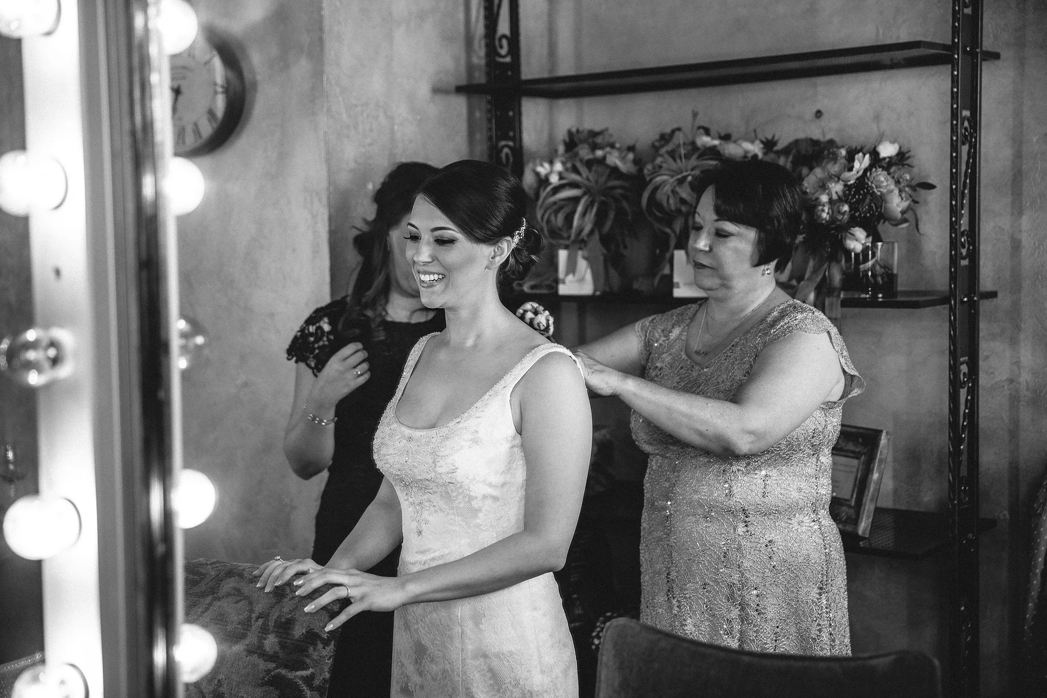 Putting on the dress
