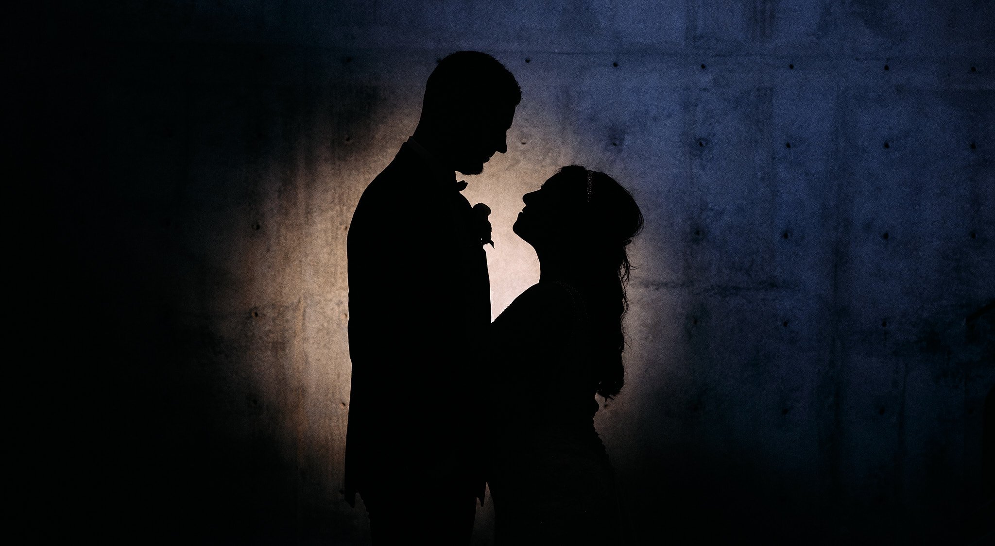 silhouette or a couple during their wedding receptions