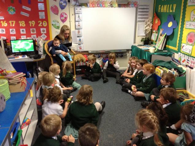  Mia's mum brought baby Albert into Reception for us to meet and find out what he does as a baby. 
