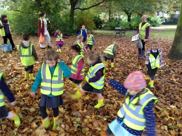  We enjoyed listening to the noises the leaves made as we walked through them. 