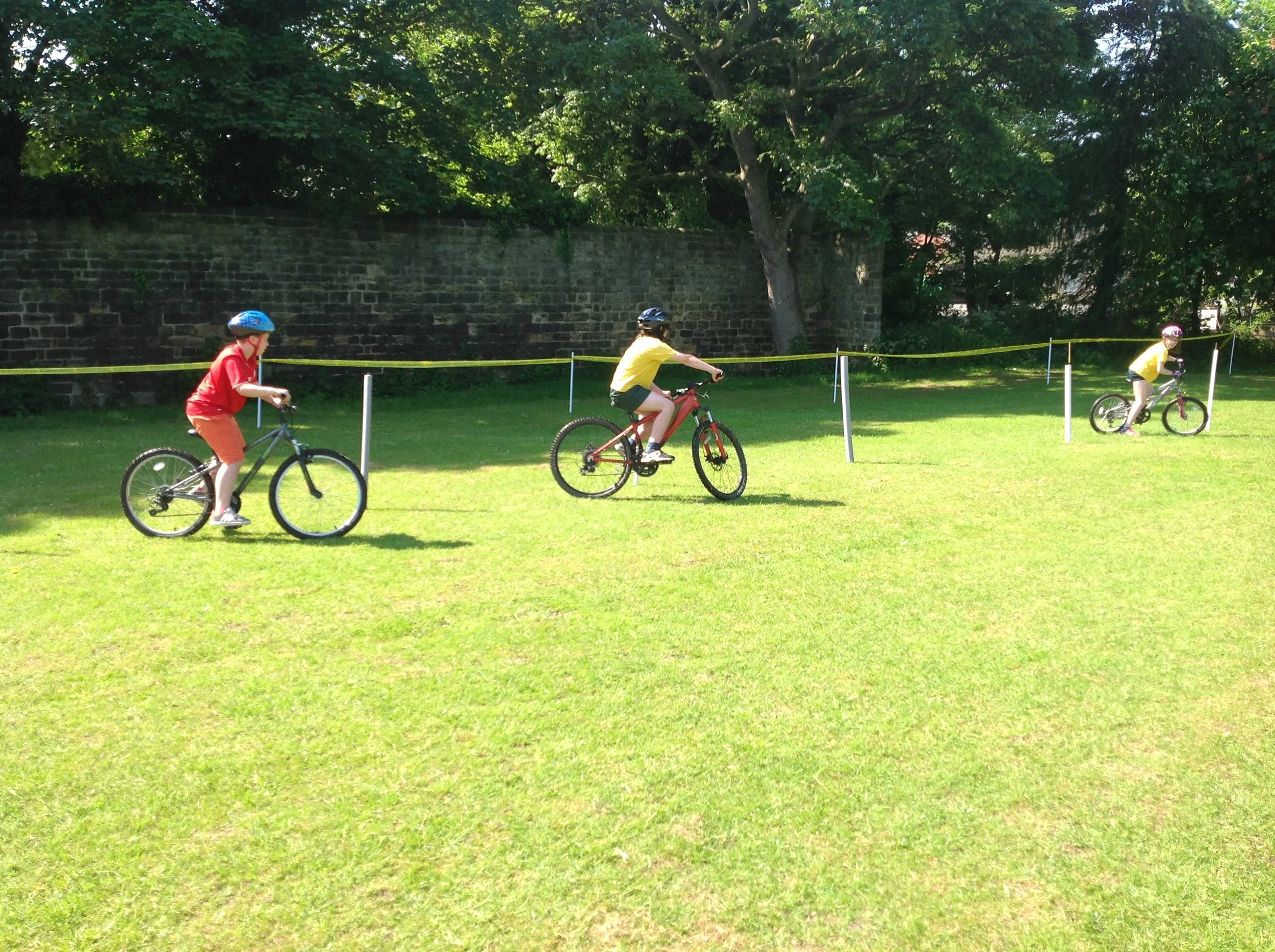 Bike handling ability. Riding through the slalom.