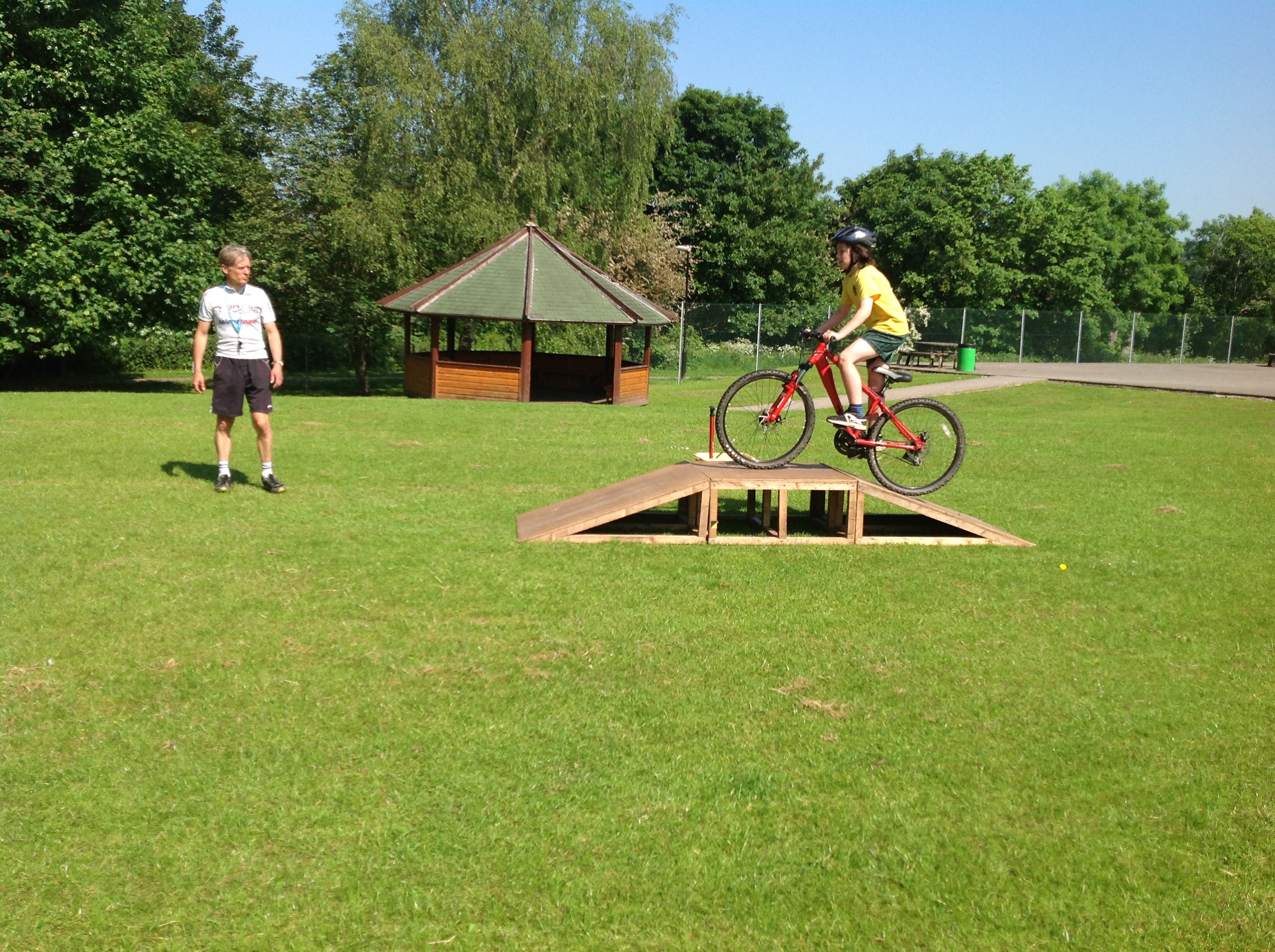 Bike handling ability . Up and over the ramp.