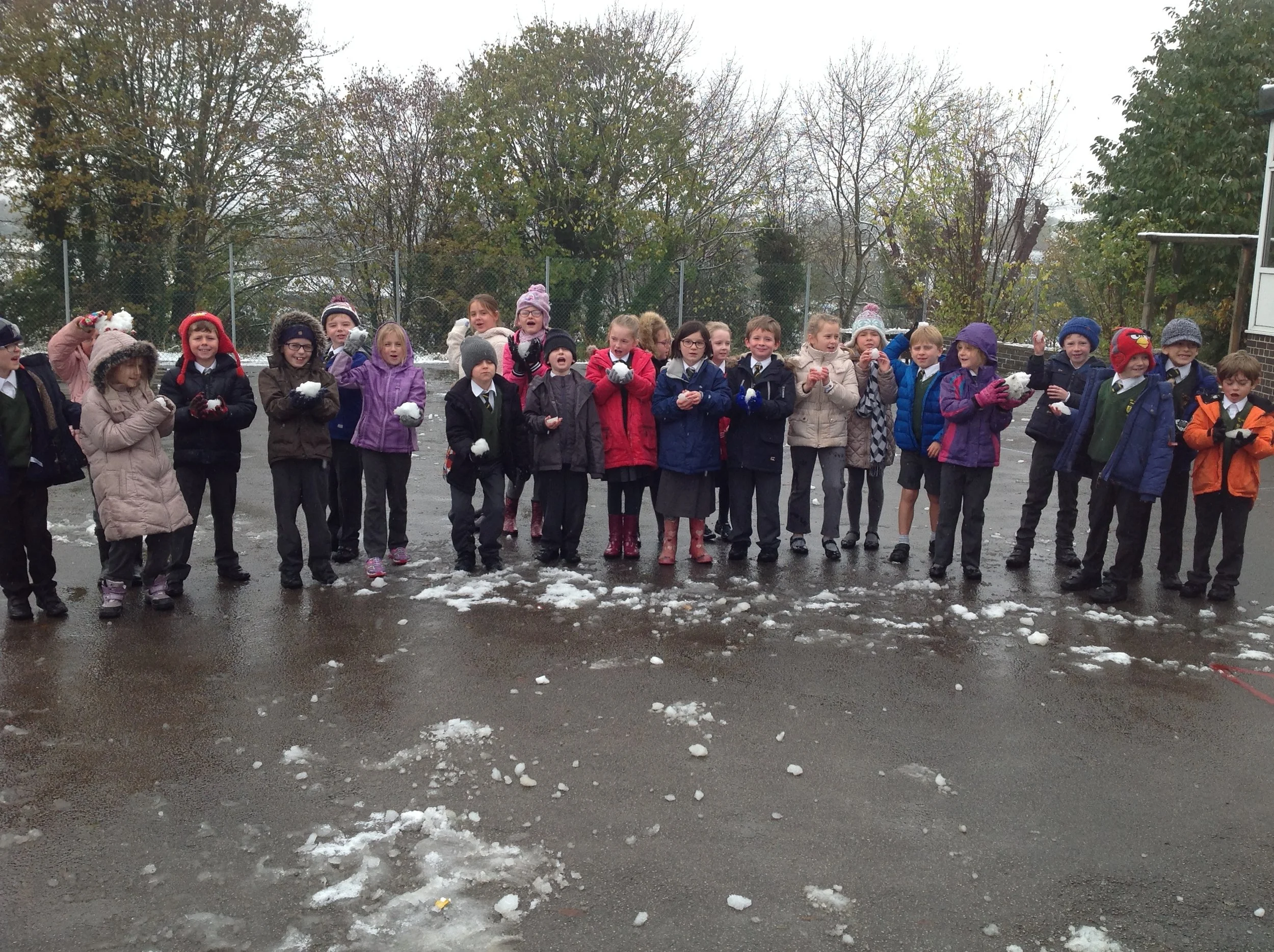 We have had a snow day this term too. We had a quick play with the snow and even threw snowballs at poor Mrs Keane and Mrs Walsh!