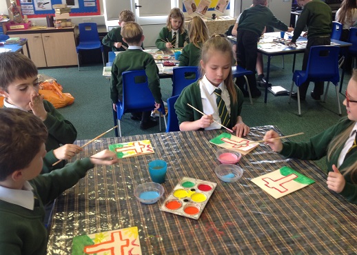 Making our Easter Cards.