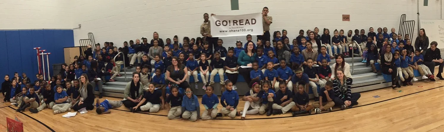 "Ohana" sounded very familiar to kids at Enterprise Charter School. Most have heard it from the show Lilo & Stitch... " Ohana means family and family means, nobody gets left behind." On Wednesday, December 9th the entire G rades K thru 2nd received a book. Thanks to Mr. Starr for your support. GO! READ Enterprise
