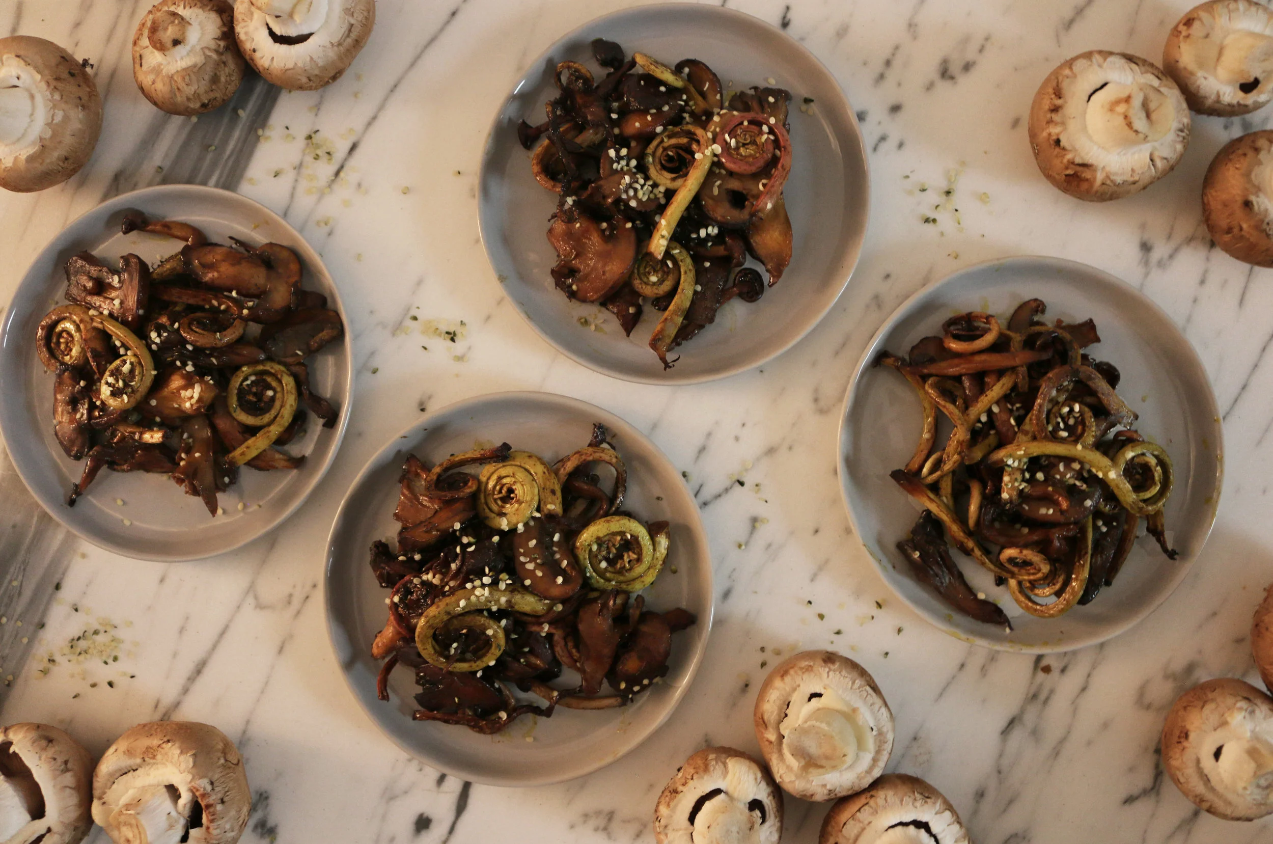 Fiddlehead and mushroom-culinarywitch.JPG