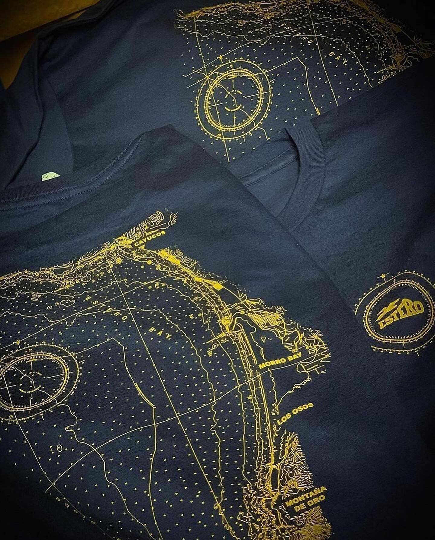 ESTERO &ldquo;Fathom&rdquo; long sleeve &bull; Gold on Navy &bull; 100% Combed Ring-Spun Cotton &bull; Soft-Washed Long Sleeve Tee &bull; Tear-out Label &bull;
Front: Maritime Compass Rose
Back: Local Nautical chart of Estero Bay &bull; (store link i