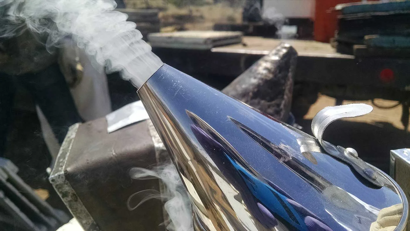 Hive smokers produce a cool smoke that calms bees to keep them (and us!) safe while we service their hives.