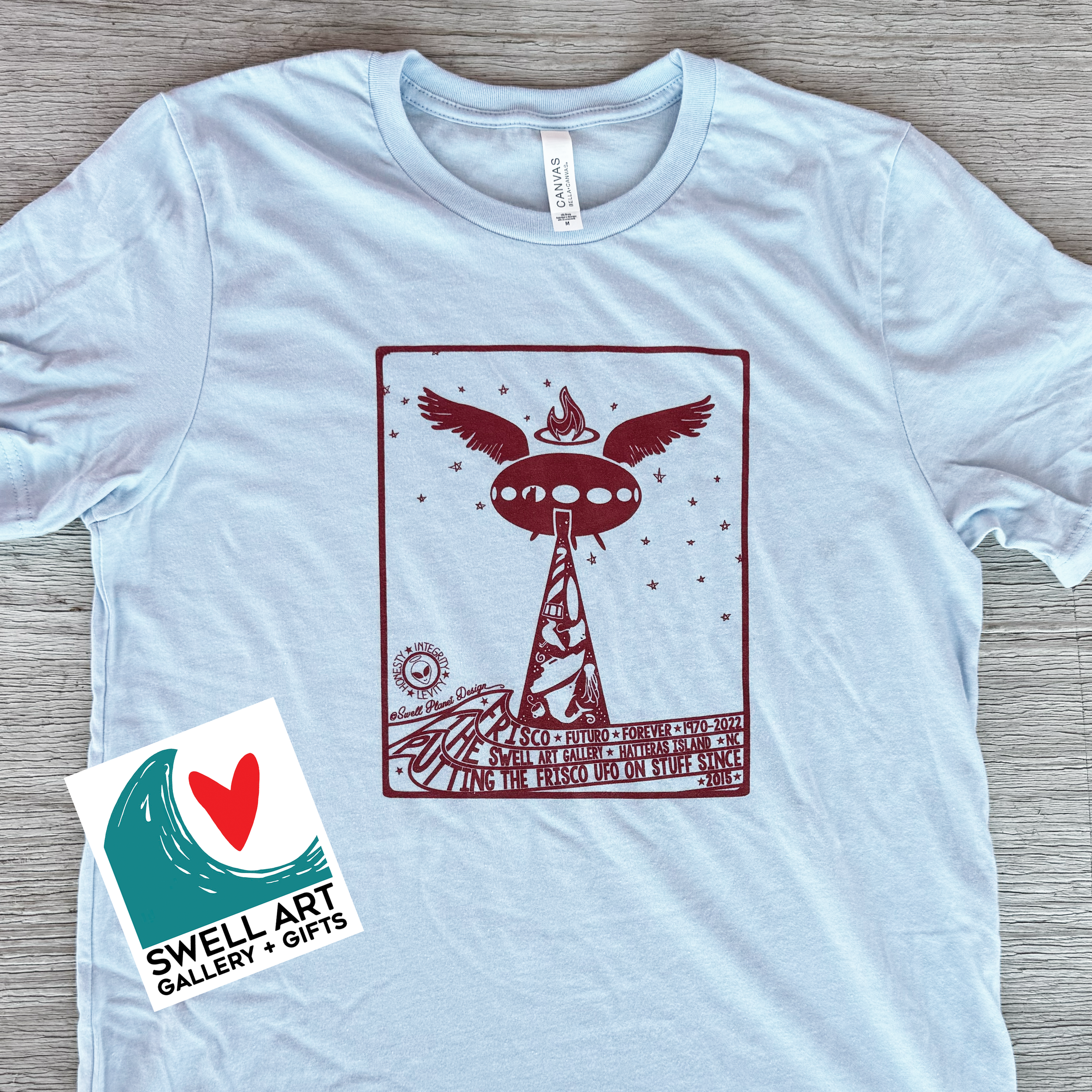 Generation 2 Spaceship Tee (Cardinal Red on Pale Blue)