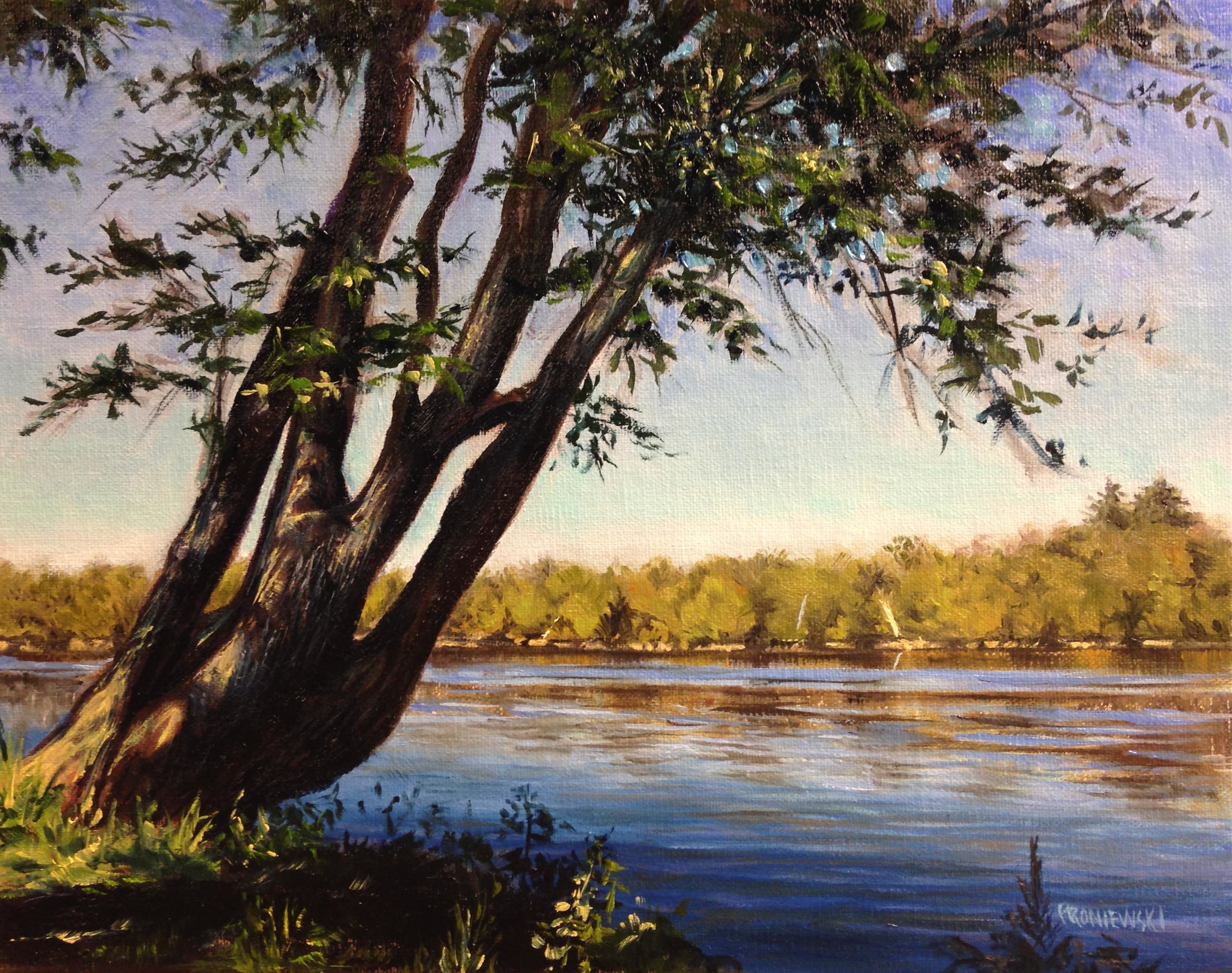 "Afternoon - The Delaware RIver" 8" X 10" oil on linen board.