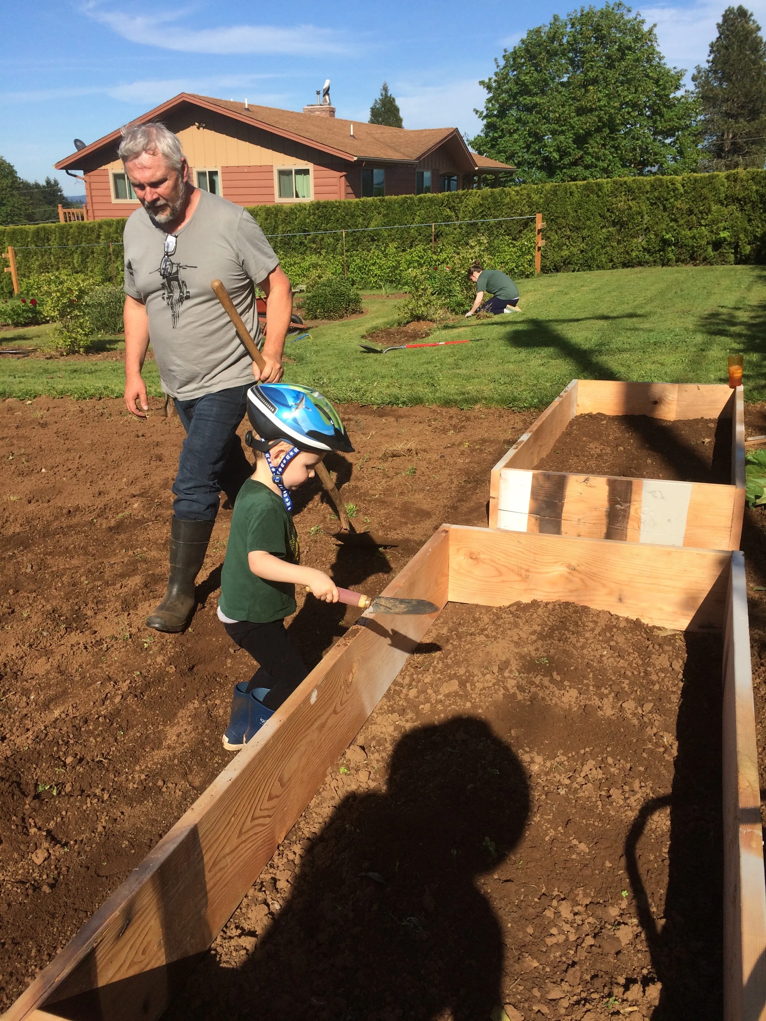 helping Boppa in the garden