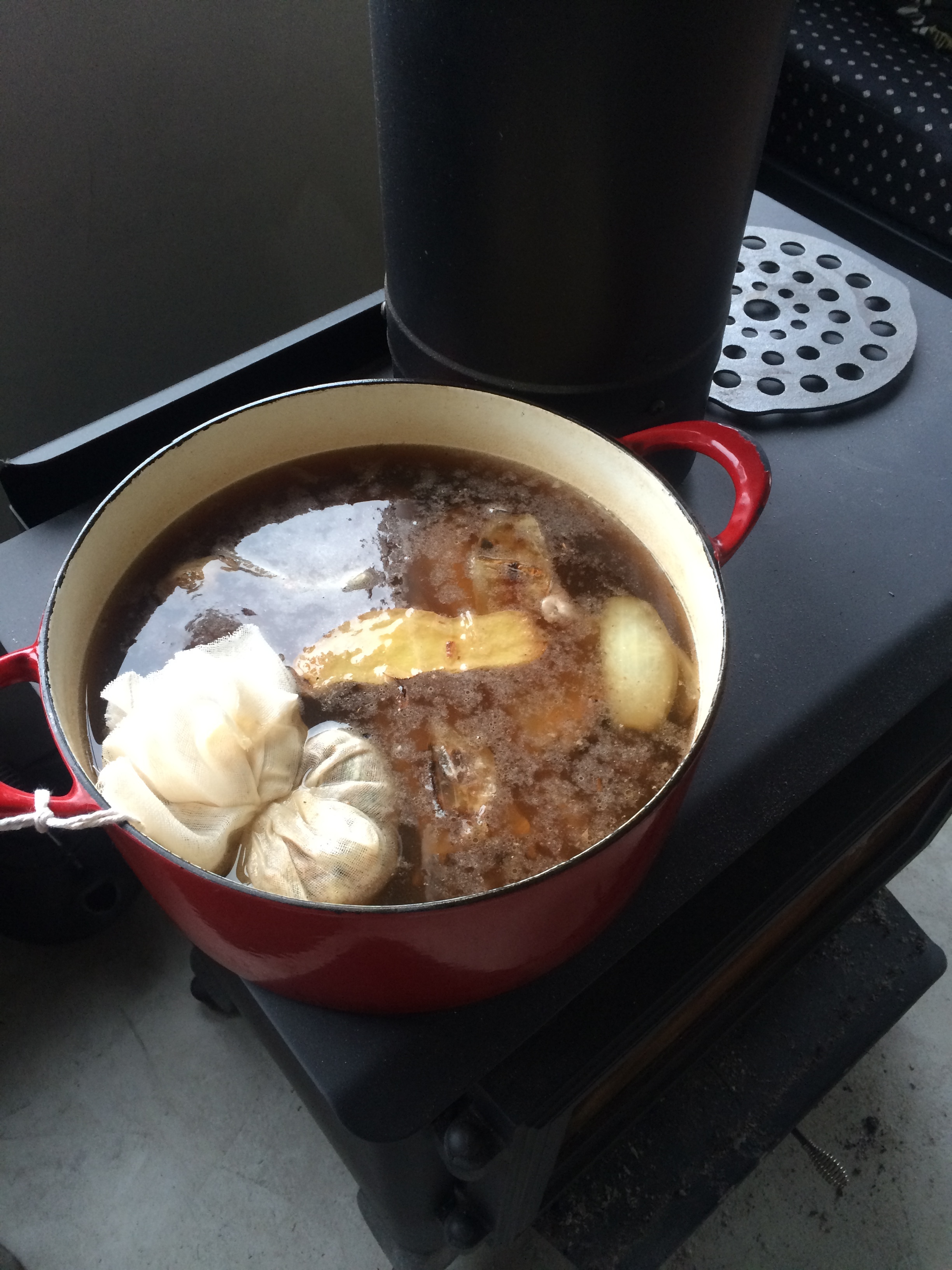 Pot of Pho cooking