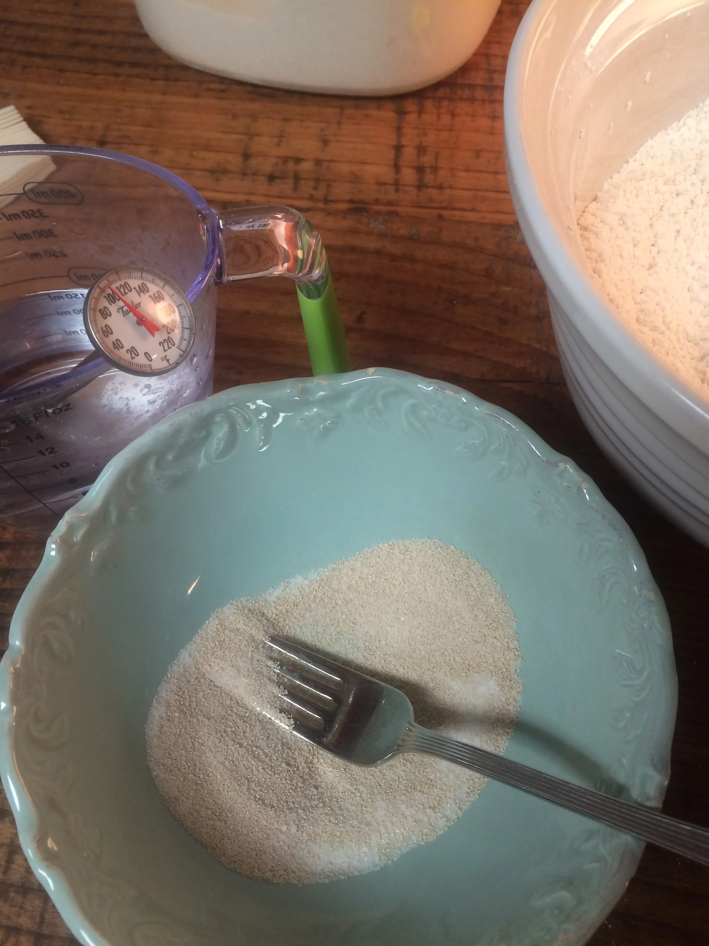 add 1 Tbs. sugar and 3/4 cup 110* water