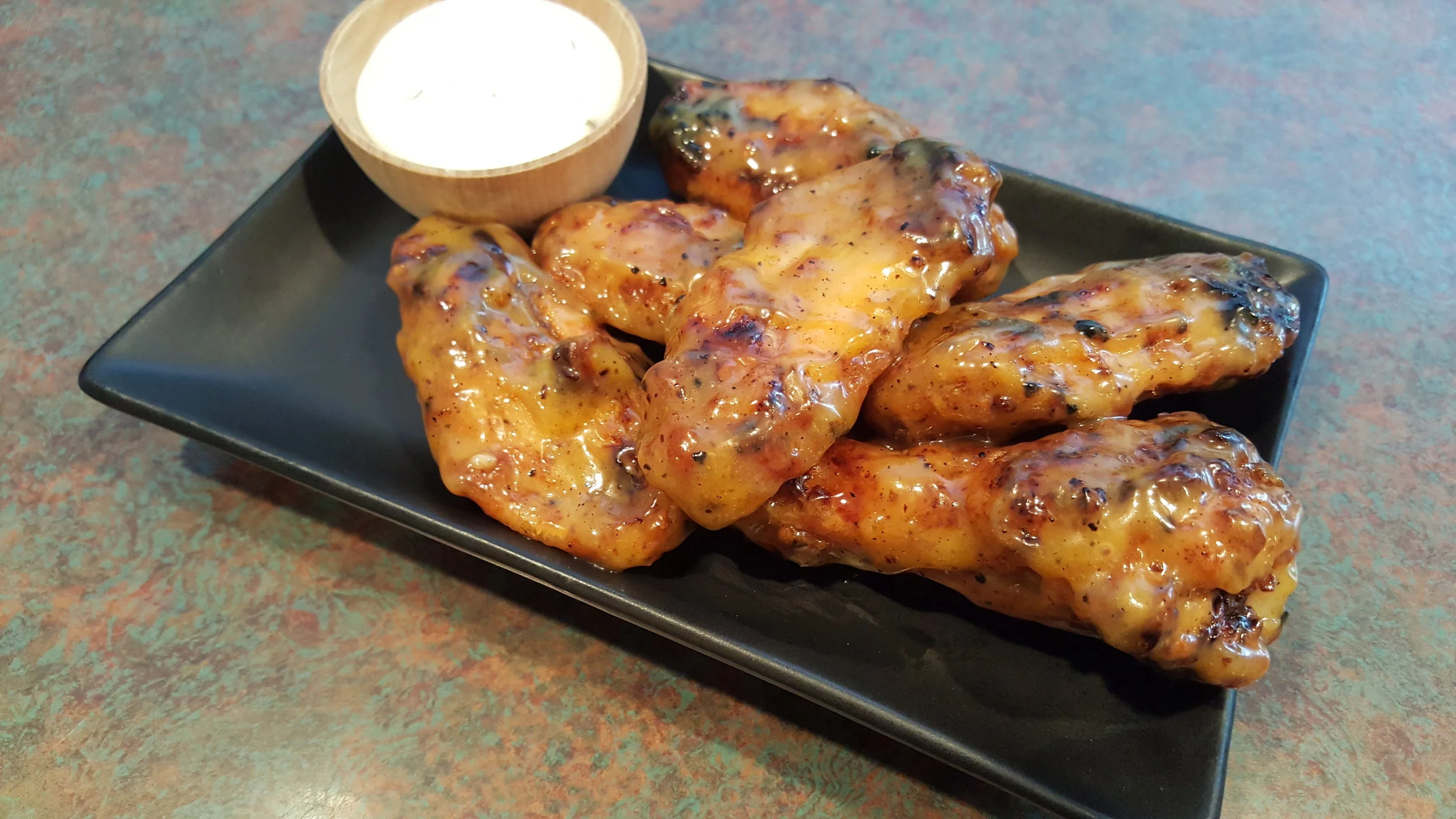 Fresh from the grill and tossed in honey mustard dressing.
