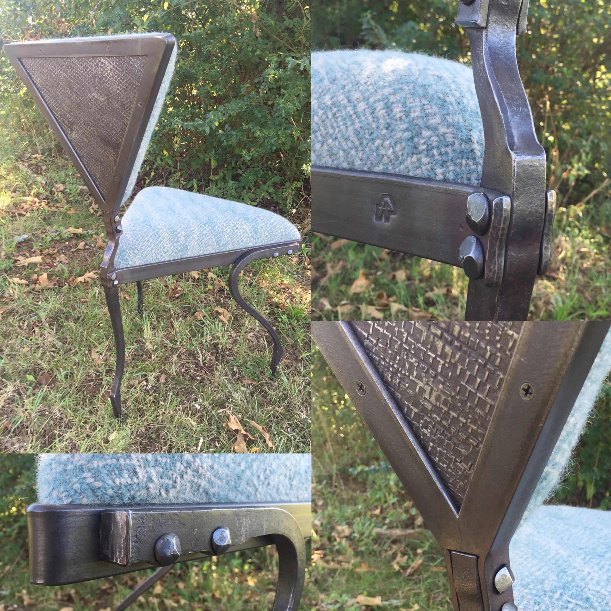 Triangle Chair, mild steel, handwoven wool, upholstery foam, plywood, 2016