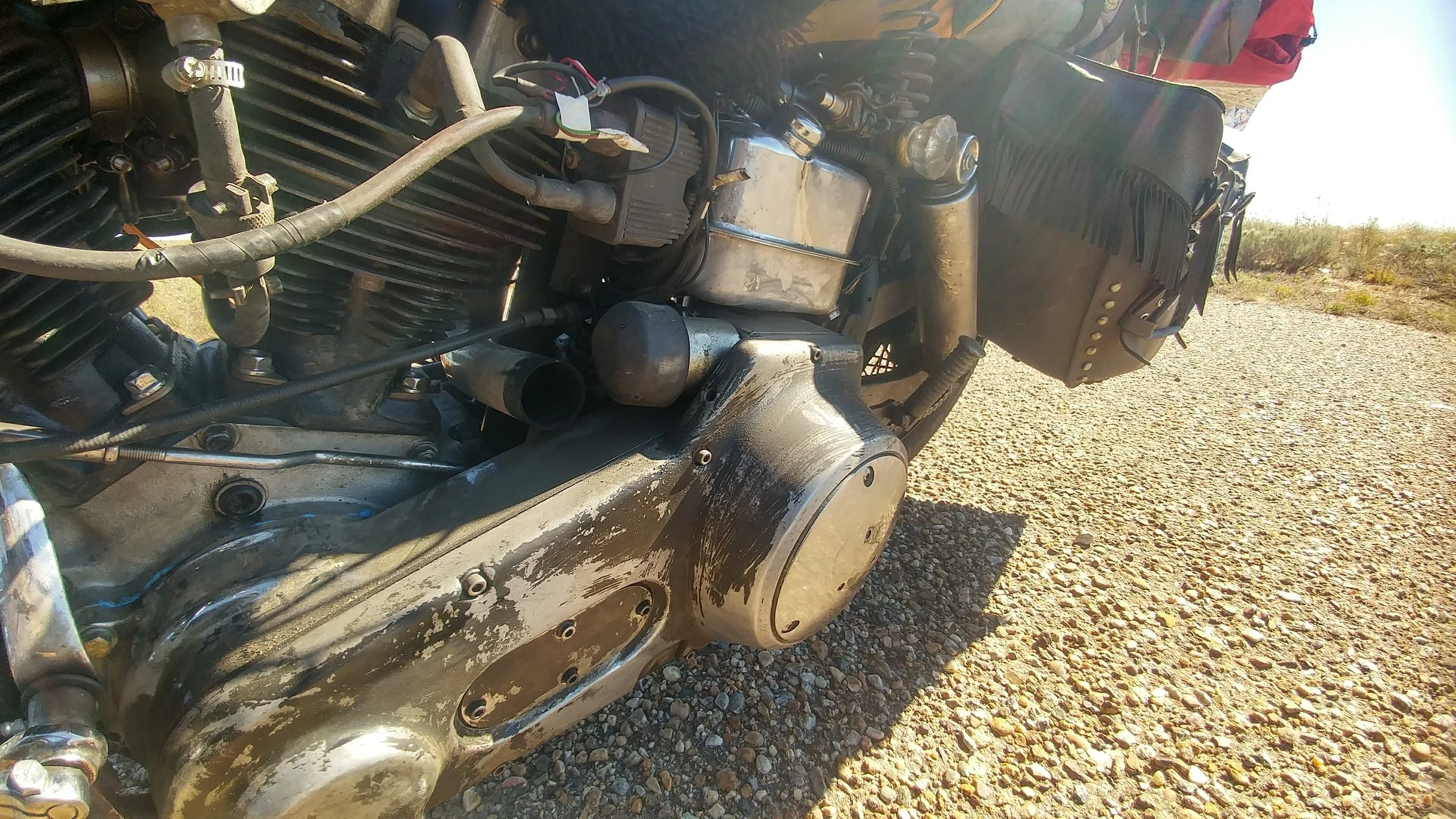 Exhaust pipe that has fallen off (above the primary in front of the starter solenoid)
