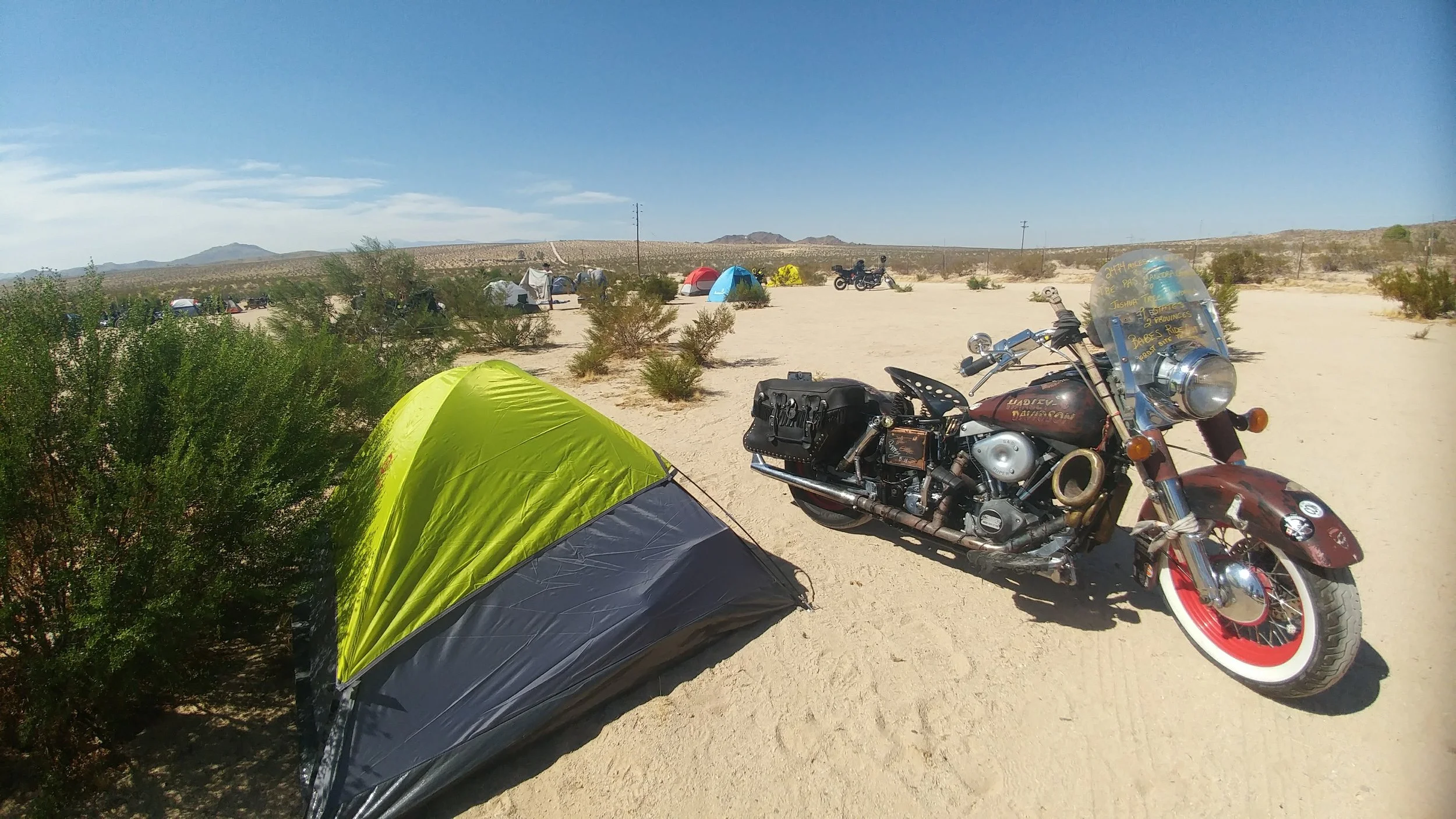 Olga and my tent pitched in a wee bit of shade