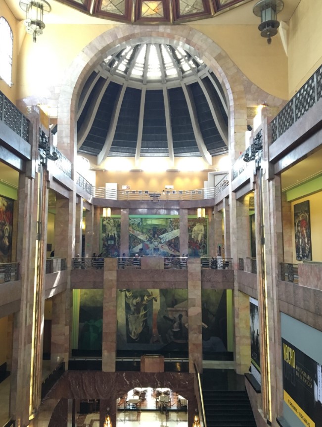 Interior of the Palacio de Bellas Artes. There are epic murals on interior walls on the first and second floors by some of Mexico's greatest artists, including Diego Rivera, Jose Clemente Orozco, David Alfaro Siqueiros and Rufino Tamayo