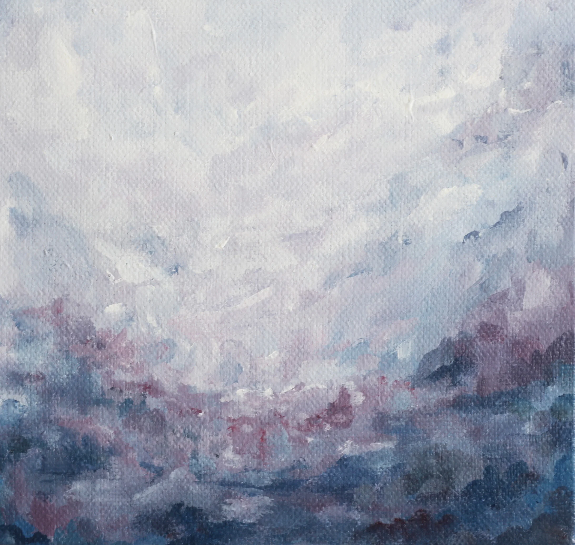 Small Landscape Painting by Kendra Castillo. "Cotton Candy," 6x6 inches